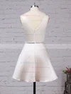 A-line V-neck Satin Short/Mini Beading Prom Dresses #UKM020105873