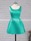 A-line Square Neckline Satin Short/Mini Prom Dresses #UKM020105898