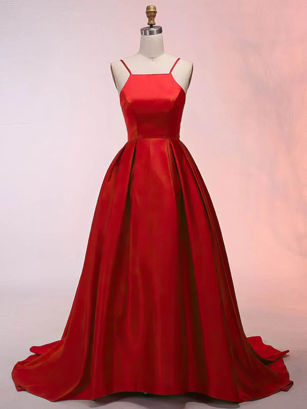 Ball Gown Scoop Neck Satin Asymmetrical Prom Dresses #UKM020105912
