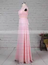 Lace Chiffon Scoop Neck A-line Floor-length Beading Bridesmaid Dresses #UKM01013471