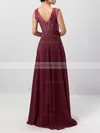 Lace Chiffon V-neck A-line Floor-length Ruffles Bridesmaid Dresses #UKM01013566