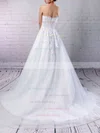 Tulle Strapless Ball Gown Sweep Train Beading Wedding Dresses #UKM00023236