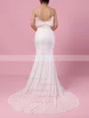 Lace Scoop Neck Trumpet/Mermaid Sweep Train Beading Wedding Dresses #UKM00023238