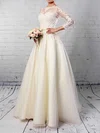 Ball Gown Illusion Tulle Sweep Train Wedding Dresses With Appliques Lace #UKM00023285