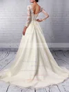 Tulle Scoop Neck Ball Gown Sweep Train Appliques Lace Wedding Dresses #UKM00023285
