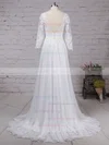 Chiffon Tulle Scoop Neck A-line Sweep Train Appliques Lace Wedding Dresses #UKM00023290