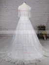 Tulle Off-the-shoulder Ball Gown Sweep Train Sequins Wedding Dresses #UKM00023304
