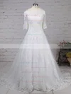 Tulle Off-the-shoulder Ball Gown Sweep Train Sequins Wedding Dresses #UKM00023304