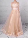 Tulle Off-the-shoulder Princess Floor-length Appliques Lace Wedding Dresses #UKM00023280