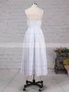 Lace Satin Scoop Neck Princess Tea-length Pockets Wedding Dresses #UKM00023293