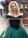 Ball Gown Off-the-shoulder Tulle Velvet Floor-length Prom Dresses #UKM020106117
