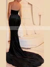 Trumpet/Mermaid V-neck Velvet Sweep Train Prom Dresses #UKM020106143