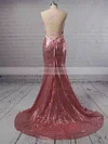 Trumpet/Mermaid V-neck Sequined Sweep Train Prom Dresses #UKM020106169