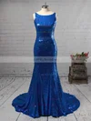Trumpet/Mermaid Scoop Neck Sequined Sweep Train Prom Dresses #UKM020106172