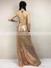Sheath/Column V-neck Sequined Floor-length Prom Dresses #UKM020106189