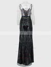 Sheath/Column V-neck Sequined Floor-length Prom Dresses #UKM020106189