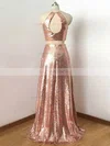 A-line Scoop Neck Sequined Floor-length Prom Dresses #UKM020106200