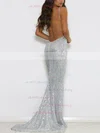 Trumpet/Mermaid V-neck Sequined Sweep Train Prom Dresses #UKM020106202