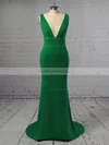 Trumpet/Mermaid V-neck Jersey Sweep Train Prom Dresses #UKM020106249