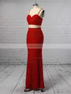 Sheath/Column V-neck Jersey Floor-length Prom Dresses #UKM020106253