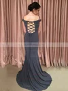 Trumpet/Mermaid Off-the-shoulder Jersey Sweep Train Sashes / Ribbons Prom Dresses #UKM020106269