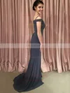 Trumpet/Mermaid Off-the-shoulder Jersey Sweep Train Sashes / Ribbons Prom Dresses #UKM020106269