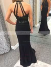 Sheath/Column Scoop Neck Jersey Floor-length Appliques Lace Prom Dresses #UKM020106270