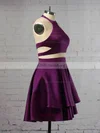 Satin Velvet Scoop Neck A-line Short/Mini Tiered Prom Dresses #UKM020106287