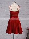 Satin V-neck A-line Short/Mini Pockets Prom Dresses #UKM020106288