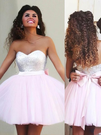 Princess Sweetheart Tulle Short/Mini Beading Short Prom Dresses #UKM020106317