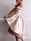 Satin Off-the-shoulder A-line Asymmetrical Ruffles Prom Dresses #UKM020106345