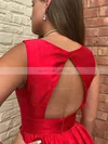 Satin V-neck A-line Short/Mini Ruffles Prom Dresses #UKM020106365