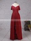 Chiffon V-neck A-line Floor-length Sashes / Ribbons Bridesmaid Dresses #UKM01013464