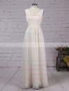 Chiffon V-neck A-line Floor-length Lace Bridesmaid Dresses #UKM01013470