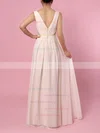 Chiffon V-neck A-line Floor-length Lace Bridesmaid Dresses #UKM01013470