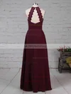 Chiffon Scoop Neck A-line Floor-length Ruffles Bridesmaid Dresses #UKM01013474