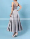 Lace Satin Chiffon Scoop Neck A-line Asymmetrical Sashes / Ribbons Bridesmaid Dresses #UKM01013476