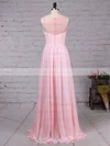 Lace Chiffon Scoop Neck A-line Floor-length Ruffles Bridesmaid Dresses #UKM01013478