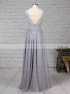 Lace Chiffon V-neck A-line Floor-length Sashes / Ribbons Bridesmaid Dresses #UKM01013498
