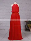 Chiffon Scoop Neck A-line Floor-length Sashes / Ribbons Bridesmaid Dresses #UKM01013512