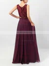 Lace Chiffon V-neck A-line Floor-length Ruffles Bridesmaid Dresses #UKM01013513