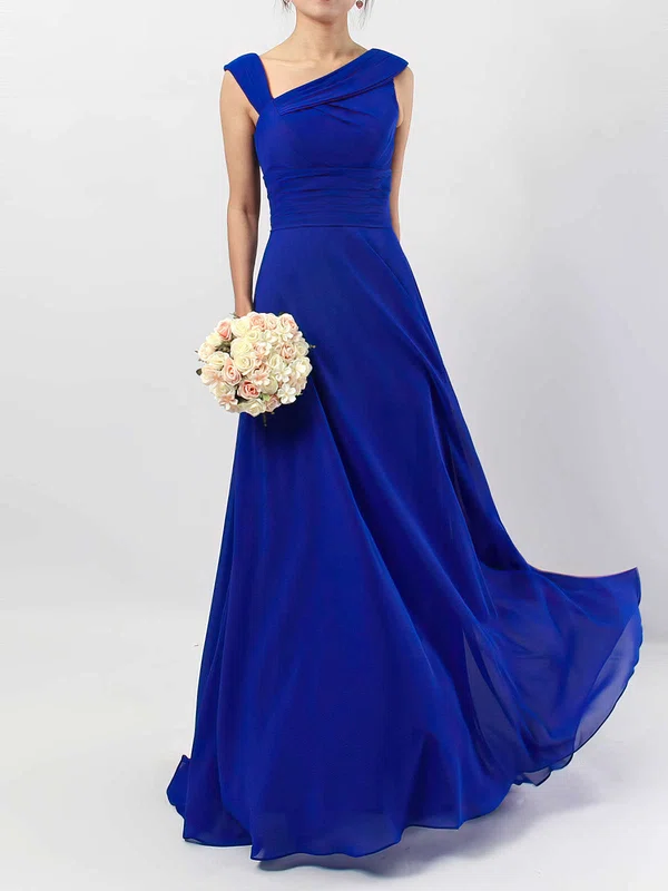 Chiffon V-neck A-line Floor-length Ruffles Bridesmaid Dresses #UKM01013522