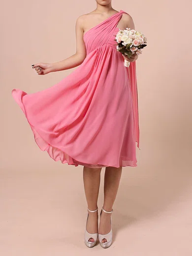 Chiffon One Shoulder Empire Knee-length Ruffles Bridesmaid Dresses #UKM01013527