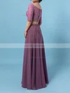 Lace Chiffon Off-the-shoulder A-line Floor-length Bridesmaid Dresses #UKM01013529