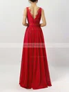 Chiffon V-neck A-line Ankle-length Lace Bridesmaid Dresses #UKM01013532