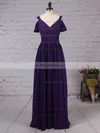 Chiffon V-neck Empire Floor-length Ruffles Bridesmaid Dresses #UKM01013547