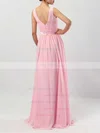 Chiffon Scoop Neck A-line Floor-length Sashes / Ribbons Bridesmaid Dresses #UKM01013550