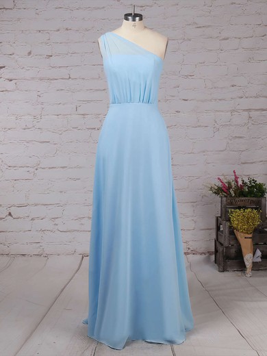Chiffon One Shoulder A-line Floor-length Ruffles Bridesmaid Dresses #UKM01013561