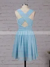 Chiffon V-neck A-line Knee-length Ruffles Bridesmaid Dresses #UKM01013564