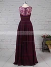 Lace Chiffon V-neck A-line Floor-length Ruffles Bridesmaid Dresses #UKM01013571